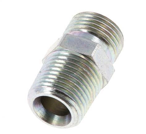 1/2'' NPT x G 1/2'' Acero cincado Doble Racor de 3 piezas 280 Bar - Hidráulico