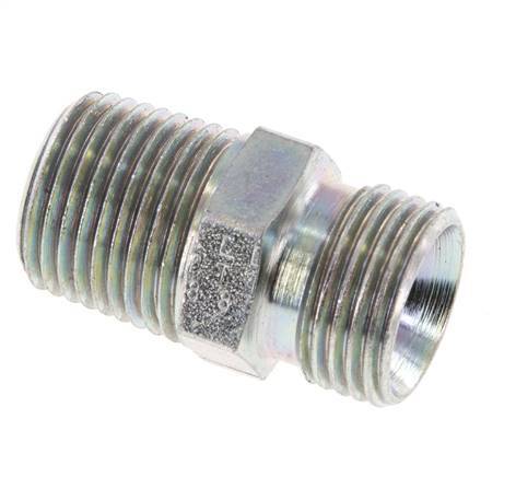 1/2'' NPT x G 1/2'' Acero cincado Doble Racor de 3 piezas 280 Bar - Hidráulico
