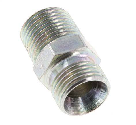1/2'' NPT x G 1/2'' Acero cincado Doble Racor de 3 piezas 280 Bar - Hidráulico