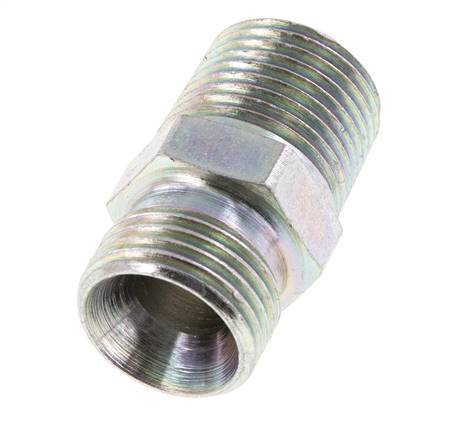 1/2'' NPT x G 1/2'' Acero cincado Doble Racor de 3 piezas 280 Bar - Hidráulico