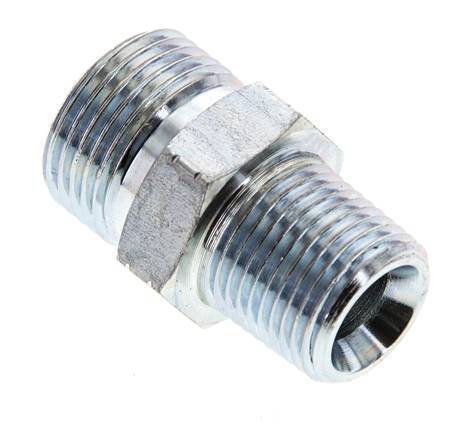 UN 13/16''-16 x 3/8'' NPT Acero zincado Espiga doble ORFS 630 Barra - Hidráulica