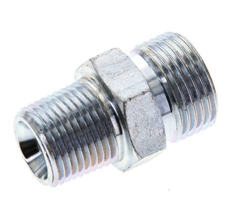 UN 13/16''-16 x 3/8'' NPT Acero zincado Espiga doble ORFS 630 Barra - Hidráulica