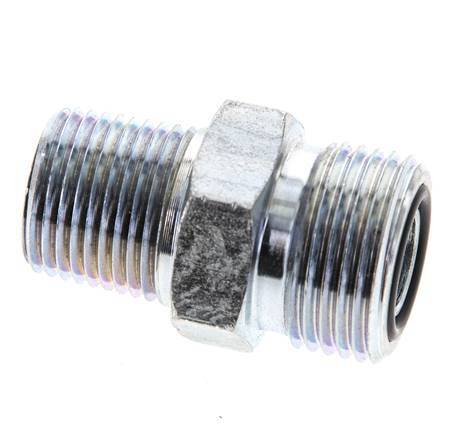UN 13/16''-16 x 3/8'' NPT Acero zincado Espiga doble ORFS 630 Barra - Hidráulica