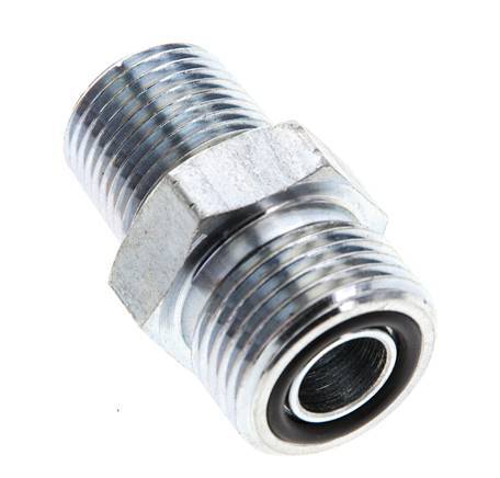 UN 13/16''-16 x 3/8'' NPT Acero zincado Espiga doble ORFS 630 Barra - Hidráulica