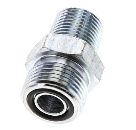 UN 13/16''-16 x 3/8'' NPT Acero zincado Espiga doble ORFS 630 Barra - Hidráulica