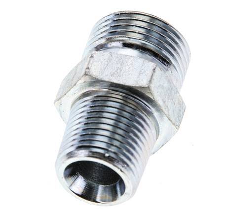 UN 13/16''-16 x 3/8'' NPT Acero zincado Espiga doble ORFS 630 Barra - Hidráulica