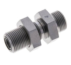 UN 13/16''-16 Male Zincated Steel Bulkhead Fitting ORFS 630 Bar - Hydraulic