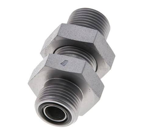 UN 13/16''-16 Male Zincated Steel Bulkhead Fitting ORFS 630 Bar - Hydraulic