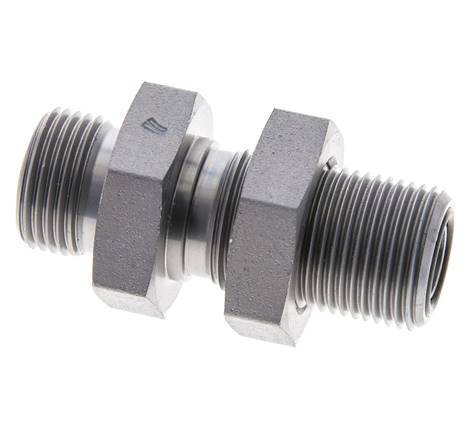UN 13/16''-16 Male Zincated Steel Bulkhead Fitting ORFS 630 Bar - Hydraulic