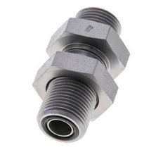 UN 13/16''-16 Male Zincated Steel Bulkhead Fitting ORFS 630 Bar - Hydraulic