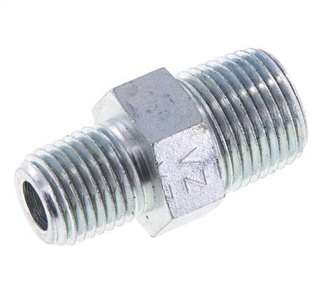 1/4'' NPT x 3/8'' NPT Acero Cincado Espiga Doble 210 Bar - Hidráulico
