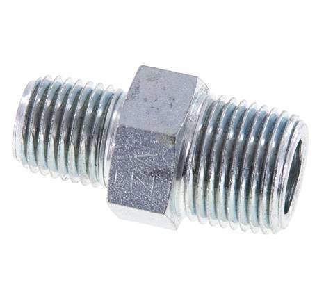 1/4'' NPT x 3/8'' NPT Acero Cincado Espiga Doble 210 Bar - Hidráulico