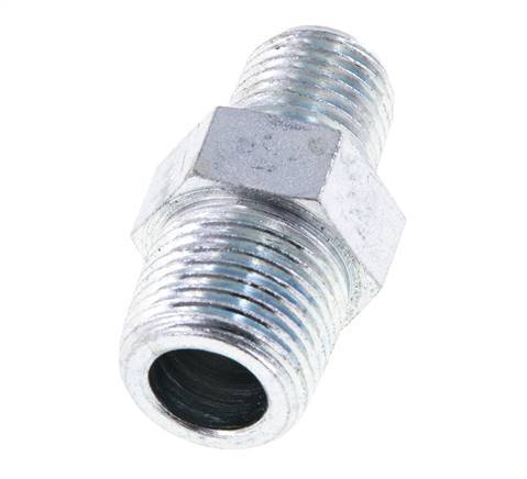 1/4'' NPT x 3/8'' NPT Acero Cincado Espiga Doble 210 Bar - Hidráulico