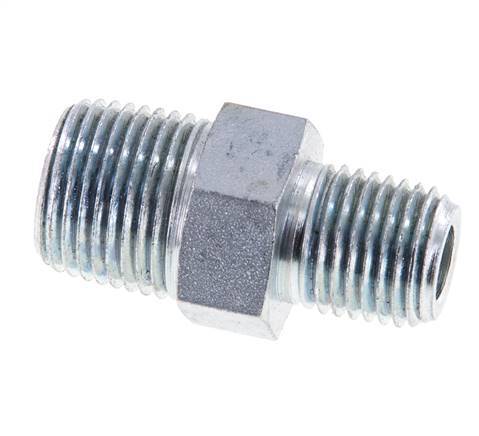 1/4'' NPT x 3/8'' NPT Acero Cincado Espiga Doble 210 Bar - Hidráulico