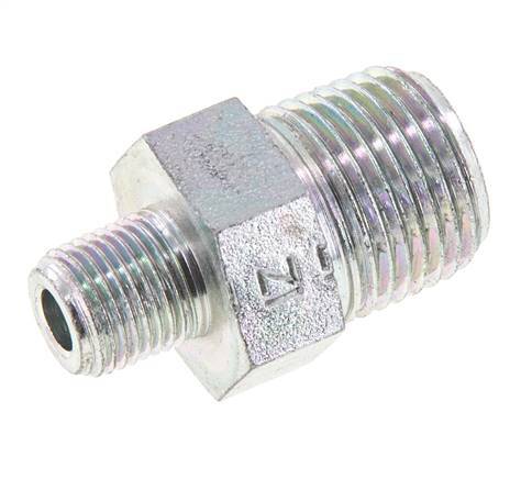 1/8'' NPT x 3/8'' NPT Espiga doble de acero zincado 210 Bar - Hidráulico