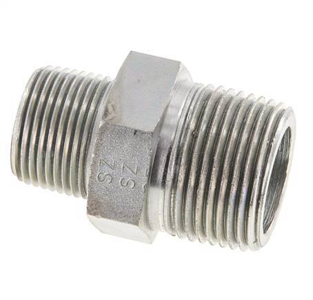 3/4'' NPT x 1'' NPT Espiga doble de acero zincado 140 Bar - Hidráulico
