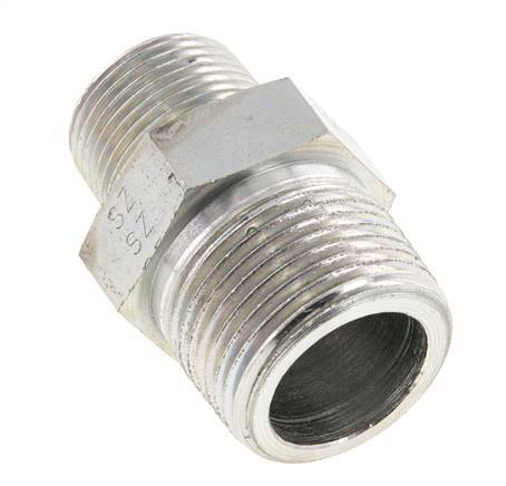 3/4'' NPT x 1'' NPT Espiga doble de acero zincado 140 Bar - Hidráulico