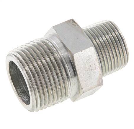 3/4'' NPT x 1'' NPT Espiga doble de acero zincado 140 Bar - Hidráulico