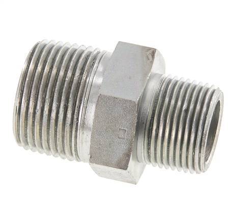 3/4'' NPT x 1'' NPT Espiga doble de acero zincado 140 Bar - Hidráulico