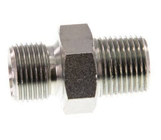 3/8'' NPT x G 3/8'' Acero cincado Espiga doble 3 piezas 700 Bar - Hidráulico