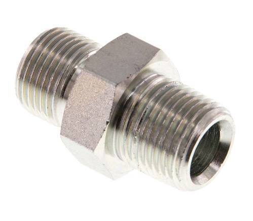3/8'' NPT x G 3/8'' Acero cincado Espiga doble 3 piezas 700 Bar - Hidráulico