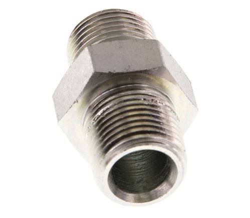 3/8'' NPT x G 3/8'' Acero cincado Espiga doble 3 piezas 700 Bar - Hidráulico