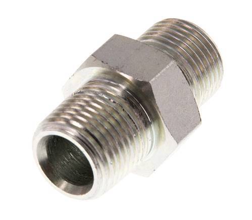 3/8'' NPT x G 3/8'' Acero cincado Espiga doble 3 piezas 700 Bar - Hidráulico