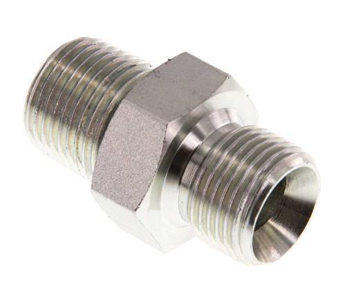 3/8'' NPT x G 3/8'' Acero cincado Espiga doble 3 piezas 700 Bar - Hidráulico