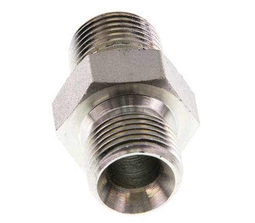 3/8'' NPT x G 3/8'' Acero cincado Espiga doble 3 piezas 700 Bar - Hidráulico