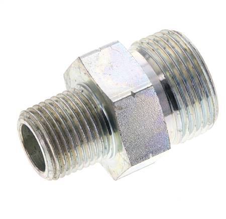 UN 1-3/16''-12 x 1/2'' NPT Acero zincado Espiga doble ORFS 400 Bar - Hidráulico