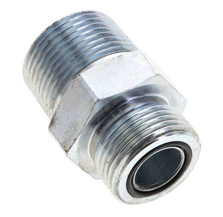 UN 1-3/16''-12 x 1'' NPT Acero zincado Espiga doble ORFS 400 Bar - Hidráulico