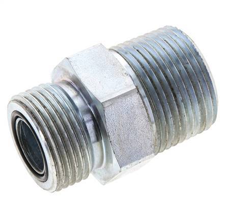 UN 1-3/16''-12 x 1'' NPT Acero zincado Espiga doble ORFS 400 Bar - Hidráulico