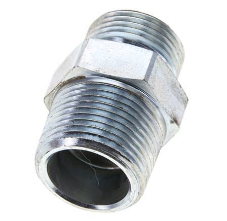 UN 1-3/16''-12 x 1'' NPT Acero zincado Espiga doble ORFS 400 Bar - Hidráulico