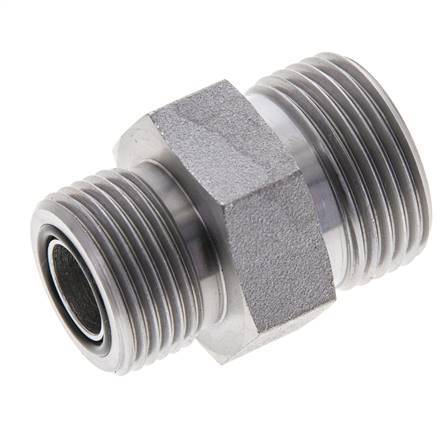 UN 1-3/16''-12 x UNS 1''-14 Espiga doble de acero galvanizado ORFS 400 Bar - Hidráulico