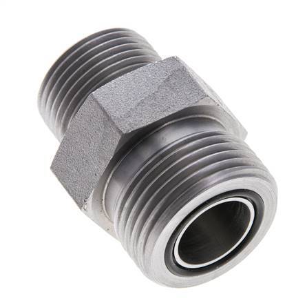UN 1-3/16''-12 x UNS 1''-14 Espiga doble de acero galvanizado ORFS 400 Bar - Hidráulico