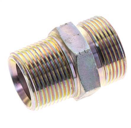 UN 1-7/16''-12 x 1'' NPT Acero zincado Espiga doble ORFS 400 Bar - Hidráulico