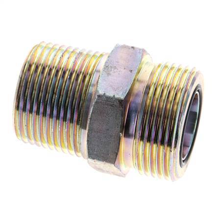UN 1-7/16''-12 x 1'' NPT Acero zincado Espiga doble ORFS 400 Bar - Hidráulico