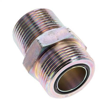 UN 1-7/16''-12 x 1'' NPT Acero zincado Espiga doble ORFS 400 Bar - Hidráulico