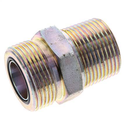 UN 1-7/16''-12 x 1'' NPT Acero zincado Espiga doble ORFS 400 Bar - Hidráulico
