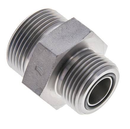 UN 1-7/16''-12 x UN 1-3/16''-12 Espiga doble de acero galvanizado ORFS 400 Bar - Hidráulico