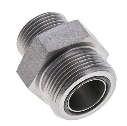 UN 1-7/16''-12 x UN 1-3/16''-12 Espiga doble de acero galvanizado ORFS 400 Bar - Hidráulico
