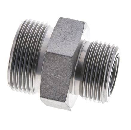 UN 1-7/16''-12 x UN 1-3/16''-12 Espiga doble de acero galvanizado ORFS 400 Bar - Hidráulico