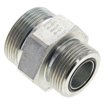 UN 1-11/16''-12 x UN 1-7/16''-12 Espiga doble de acero galvanizado ORFS 250 Bar - Hidráulico