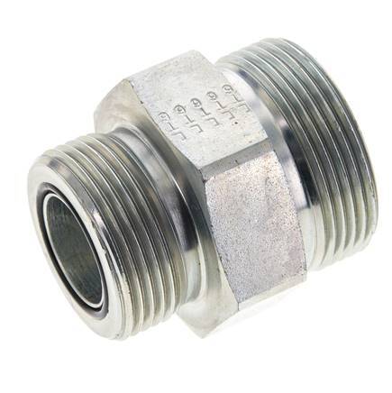 UN 1-11/16''-12 x UN 1-7/16''-12 Espiga doble de acero galvanizado ORFS 250 Bar - Hidráulico