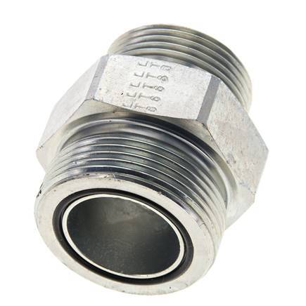 UN 1-11/16''-12 x UN 1-7/16''-12 Espiga doble de acero galvanizado ORFS 250 Bar - Hidráulico