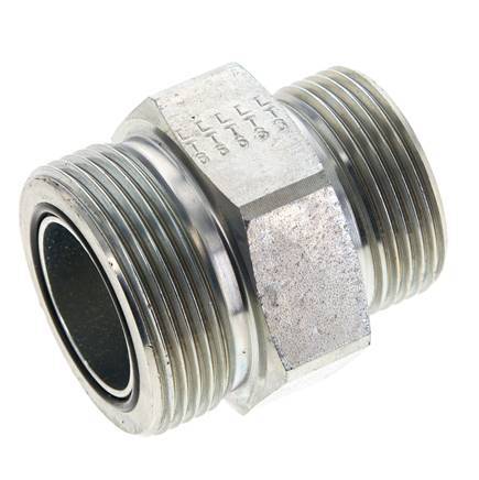 UN 1-11/16''-12 x UN 1-7/16''-12 Espiga doble de acero galvanizado ORFS 250 Bar - Hidráulico