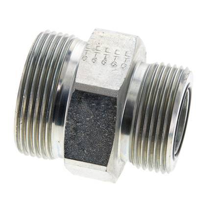 UN 1-11/16''-12 x UN 1-7/16''-12 Espiga doble de acero galvanizado ORFS 250 Bar - Hidráulico
