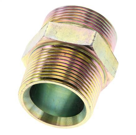 UN 1-11/16''-12 x 1 1/4'' NPT Acero zincado Espiga doble ORFS 250 Bar - Hidráulico