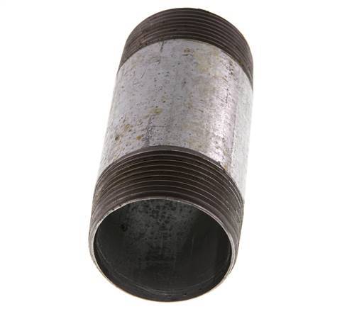 R 1 1/2'' Zinc plated Steel Double Pipe Nipple 50 Bar DIN 2982 - 100mm [2 Pieces]