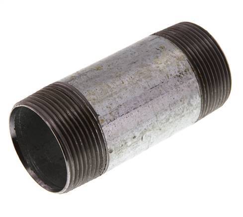 R 1 1/2'' Zinc plated Steel Double Pipe Nipple 50 Bar DIN 2982 - 100mm [2 Pieces]